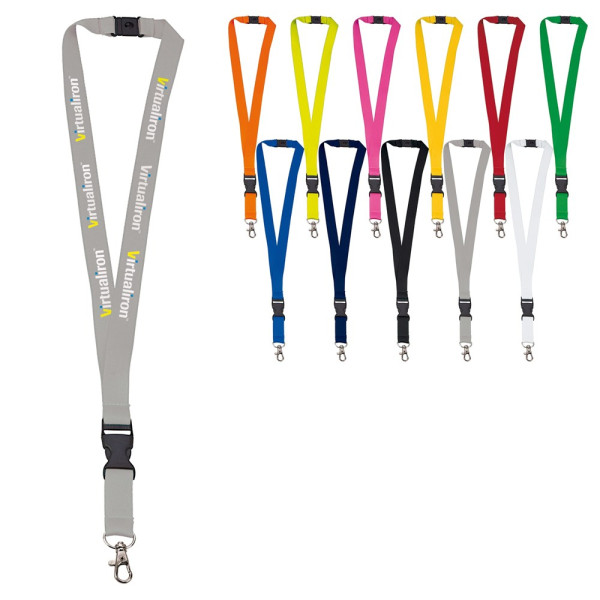 Polyester-Schlüsselband 20mm mit Schnalle und Haken