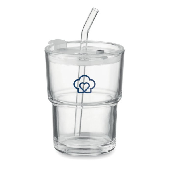 SIP - Glasbecher mit Trinkhalm 400ml